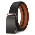 Cintura da uomo in pelle con trama intrecciata nera e fibbia automatica dorata - 110 / Fibbia Oro Nero