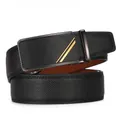 Herren Ledergürtel schwarz mit Automatikschließe und eleganten goldenen Zierstreifen - 110 / Schwarz
