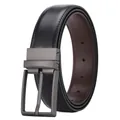 Men's rotatable pin buckle belt with reversible black and brown leather strap - 811 Rotating Buckle / 105cm / Black Brown Reversible