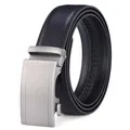 Cintura da uomo in pelle nera con fibbia automatica in metallo argento opaco - 110 / Nero