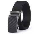 Herren Taktikgürtel aus schwarzem Canvas mit automatischer Schnalle in Carbonfaser-Optik - Schwarze Schnalle Schwarz / 105