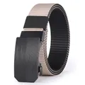 Men's nylon canvas belt with black automatic buckle and beige double-sided weave strap - 105 / Beige-Black