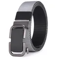 Men's two-tone woven nylon belt with gray and black stitching and zinc alloy buckle - 105 / Grey & Black