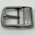 4cm gunmetal matte alloy belt buckle for men with engraved text and pin closure - Brushed Gunmetal Grey Letter Decoration Style (808 Clasp Only (Without Chain))