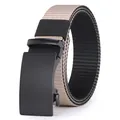 Men's nylon woven tactical belt with matte black automatic slide buckle in khaki and black - 105cm / Cream and Black