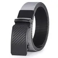 Men's gray nylon woven tactical belt with black automatic metal buckle and carbon fiber texture - Black Buckle Gray Black / 105