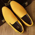 Bright yellow woven loafers for men with slip-on design and luxury soft soles - EU 38 / Yellow