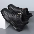 Baskets montantes noires pour hommes en similicuir avec doublure polaire chaude et logo - EU 39 / Noir (1211)