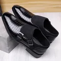 Classic black double monk strap shoes with crocodile texture and matte leather finish - EU 38 / Black