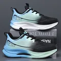 Men's fashion sneakers with blue-to-black gradient mesh and cushioned thick soles - 38 / Black Blue Leather Surface