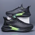 Men's black athletic running shoes with neon green accents and durable rubber soles - EU 38 / Black Leather