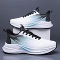 Mens plus size casual sneakers in blue white gradient with soft waterproof leather - EU 38 / White Green Leather Surface