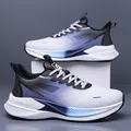 Blue and white gradient casual men's sneakers with waterproof leather and mesh upper - EU 38 / Gray Blue Leather Surface