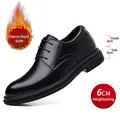 Scarpe derby da uomo in pelle nera con rialzo di 6cm e calda fodera in pile - 37 / Aumento Altezza 6cm Foderato in Pile (28358-2) / Nero