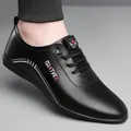 Men's black leather casual loafers with red embroidery and non-slip rubber sole - EU 38 / Black Fleece Lined