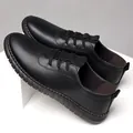 Men's black slip-on loafers with lychee grain leather and non-slip rubber soles - EU 38 / Black