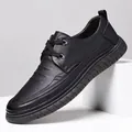 Atmungsaktive Herren Business-Freizeitschuhe aus schwarzem Leder mit rutschfester Gummisohle - EU 38 / Schwarz Einzelfutter