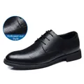 Classic black lace-up business dress shoes with textured leather and hollow-out design - 37 / Hollow-out Breathable Lace-up / Hollow Black