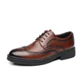 Scarpe derby brogue da uomo marrone scuro con finitura in pelle goffrata coccodrillo - EU 38 / Tan Tinta Unita