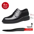 Schwarze Business-Lederschuhe für Herren mit 6 cm Erhöhung durch Sohle und Einlage - 37 / Ganzjähriger 6cm Höhensteigerungsstil / Schwarz