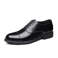 Classiche scarpe derby nere da uomo con punta liscia e finitura lucida elegante - 38 / Nero Fodera Singola