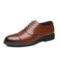 Chaussures Derby classiques en cuir marron pour hommes avec bout rapporté et dégradé - 38 / Style Toutes Saisons / Marron