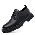 Sandali da uomo in pelle nera traspirante con suola spessa antiscivolo e stringhe - 38 / Scarpe (51) / Nero