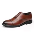 Chaussures Derby marron perforées pour hommes avec bout dégradé et style ajouré respirant - 38 / Style Évidé / Marron