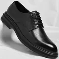 Zapatos clásicos de negocios para hombre en cuero negro con diseño de cocodrilo y cordones - 37 / Negro Cuatro Estaciones
