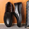 Mocasines de invierno para hombre en cuero negro con forro de piel marrón cálido - EU 38 / Negro