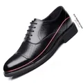 Chaussures business noires pour hommes perforées au laser avec talon de 6cm invisible - 38 / Style Ajouré Rehaussant / Noir