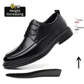 Chaussures derby d'affaires en cuir noir pour hommes avec semelles de 6cm - 37 / Style Augmentation de 6cm (2024) / Noir