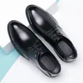 Polished black leather men's derby shoes with lace-up design for business attire - 38 / All-Season Single Shoes (2280) / Black
