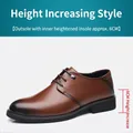 Dark brown leather business dress shoes with 6cm height increasing heel and lace-up design - 37 / Height Increasing / Brown