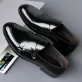 Polished black patent leather monk strap shoes with silver metal buckles for business wear - EU 38 / Black