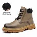 Bottes de travail marron pour hommes avec doublure en maille et semelle en caoutchouc - 38 / Style Chaussure Simple / Gris