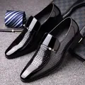 Men's black patent leather loafers with laser-cut detailing and metal ornament - EU 38 / Black Hollow