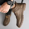Dark brown leather high-top Martin boots with durable lug soles and lace-up closure - EU 38 / Khaki Fleece Lined