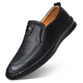 Classic black leather slip-on business casual shoes for men with fashion buckle detail - EU 38 / Black Solid Shoes