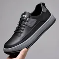 Men's casual leather shoes in black and grey finish with MR MARTIN tongue detail - EU 38 / Black