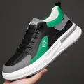 Casual herenschoenen met plateauzool in zwart, felgroen en grijs met witte dikke zool - EU 38 / Zwart