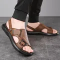 Sandalias de cuero marrón para hombre con suela gruesa de goma antideslizante para verano - EU 38 / Marrón