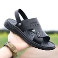 Versatile black men's beach sandals featuring dual-wear design with FASHION lettering - EU 38 / Black