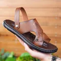 Men's dark brown non-slip beach sandals with breathable cutouts and soft sole - EU 38 / Brown