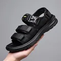 Black outdoor sports sandals for men with adjustable straps and non-slip thick soles - EU 38 / Black