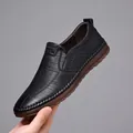 Scarpe da uomo slip-on in pelle nera con trama litchi e suola in gomma resistente - EU 37 / Nero