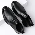 Klassische schwarze Leder-Business-Schuhe mit atmungsaktivem Lochmuster und Schnürung - EU 37 / Schwarz Durchbrochen