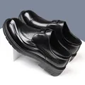 Men's black business leather shoes with laser-cut perforations and metal buckle - EU 38 / Metal Buckle Style / Black (88011)
