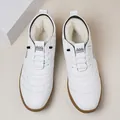 Men's white high-top leather casual shoes with warm faux fur lining and rubber sole - White Fleece-lined