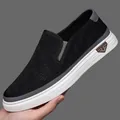 Men's slip-on breathable black mesh sneaker with durable white rubber sole for summer - EU 38 / Black Hollow